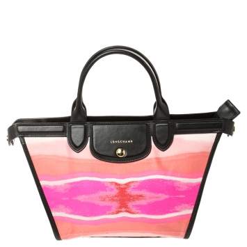 Pre Owned Longchamp Multicolor Leather and Canvas Le Pliage Heritage Tote