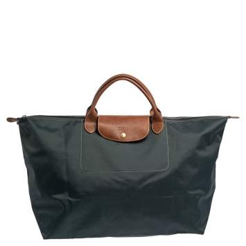 Pre Owned Longchamp Blue Nylon Large Le Pliage Travel Bag