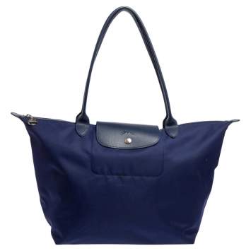 Pre Owned Longchamp Blue Nylon Le Pliage Tote