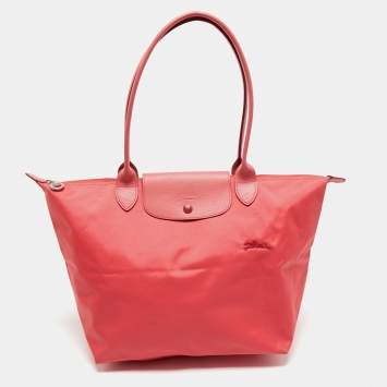 Pre Owned Longchamp Pink Nylon and Leather Le Pliage Neo Tote