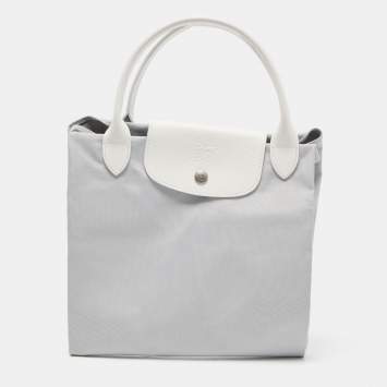 Pre Owned  Longchamp x Nendo Grey/White Leather and Nylon Katachi Circular Bag