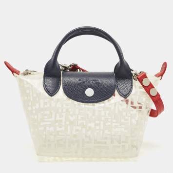 Pre Owned Longchamp Tri Color PVC and Leather Nano LGP Le Pliage Tote