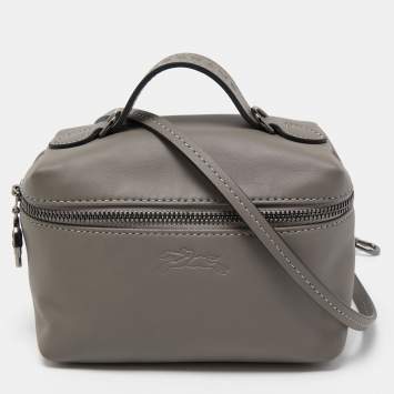 Pre Owned Longchamp Grey Leather Le Pliage Xtra XS Crossbody Bag