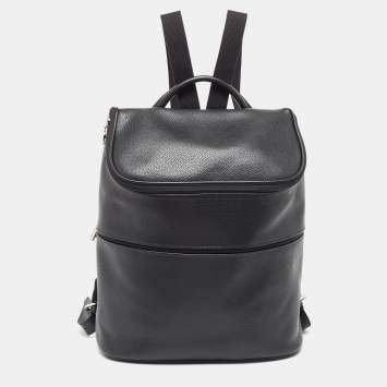 Pre Owned Longchamp Black Leather Le Foulonne Backpack