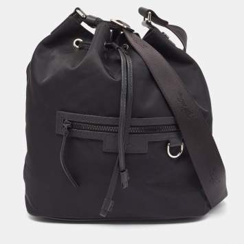 Pre Owned Longchamp Black Nylon Le Pliage Neo Bucket Shoulder Bag
