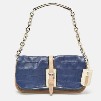 Pre Owned Longchamp Multicolor Stingray and Croc Effect Leather Shoulder Bag