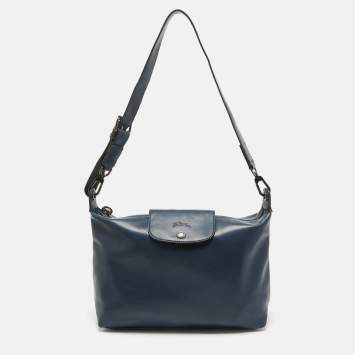 Pre Owned Longchamp Navy Blue Leather Le Pliage Xtra Shoulder Bag