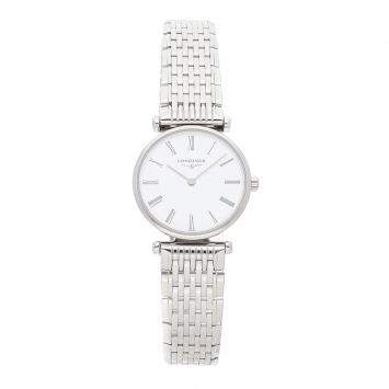 Pre Owned Longines White Stainless Steel La Grande Classique L42094116 Women's Wristwatch 24 MM