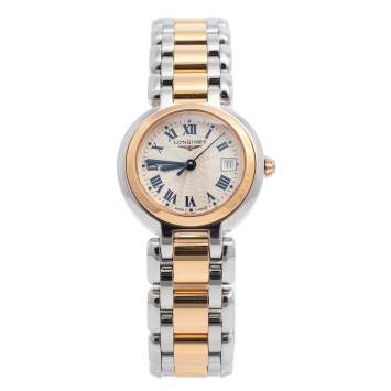Pre Owned Longines Silver 18K Rose Gold & Stainless Steel Prima Luna L81105786 Women's Wristwatch 26 mm