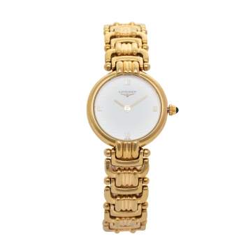 Pre Owned Longines White Gold Plated Stainless Steel L62002 Women's Wristwatch 23 mm 