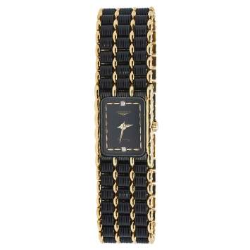 Pre Owned Longines Black Two Tone Stainless Steel Vintage MZ5713 Women's Wristwatch 17 mm