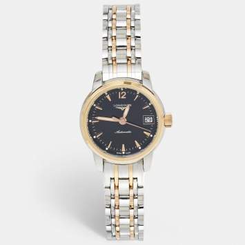 Pre Owned Longines Black 18k Rose Gold Stainless Steel Saint Imier L2.263.5.52.7 Women's Wristwatch 26 mm