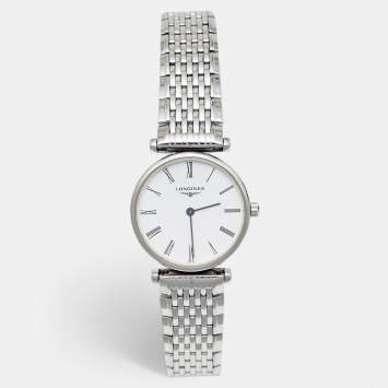Pre Owned Longines White Stainless Steel La Grande Classique De Longines L4.209.4.11.6 Women's Wristwatch 24 mm