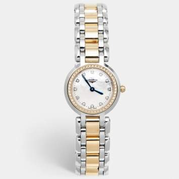Pre Owned Longines Mother Of Pearl 18K Rose Gold Stainless Steel Diamond PrimaLuna L8.109.5.89.6 Women's Wristwatch 23 mm