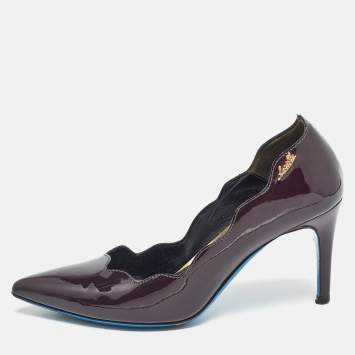 Pre Owned Loriblu Dark Brown Patent Leather Pointed Toe Pumps Size 35