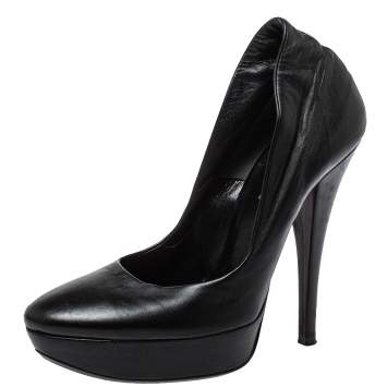 Pre Owned Loriblu Black Leather Platform Pumps Size 39