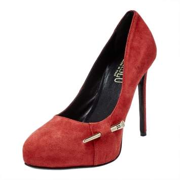 Loriblu Red Suede Crystal Embellished Platform Pumps Size 36