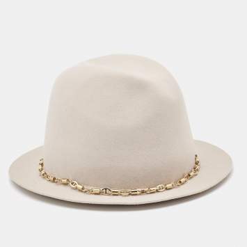 Pre Owned Loro Piana Beige Baby Cashmere and Lapin Felt Mirabel Panama Hat M