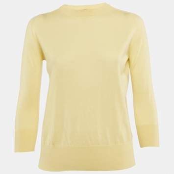Pre Owned Loro Piana Yellow Manica Cashmere Knit Crewneck Sweater S
