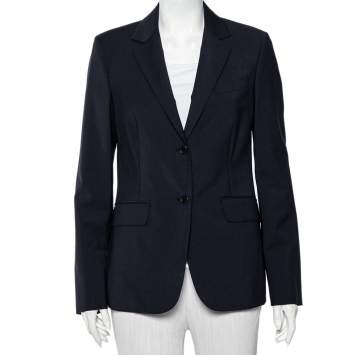 Pre Owned Loro Piana Navy Blue Wool Button Front Nolan Blazer M