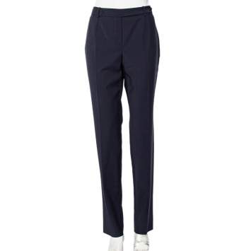 Pre Owned Loro Piana Navy Blue Wool Tapered Leg Jari Trousers M