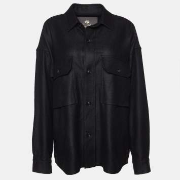 Pre Owned Loro Piana Black Cashmere Flannel Alvar Overshirt S