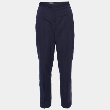 Pre Owned Loro Piana Navy Blue Wool Tailored Pants M