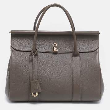 Pre Owned Loro Piana Dark Chocolate Liquorice Leather Loom L32 Bag