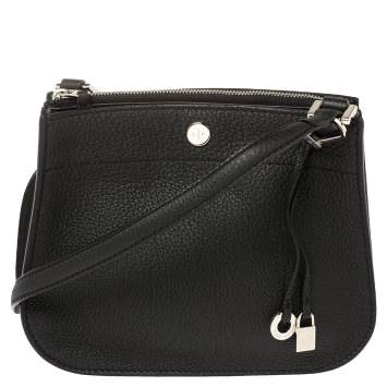 Pre Owned Loro Piana Black Leather Milky Way Odessa Crossbody Bag