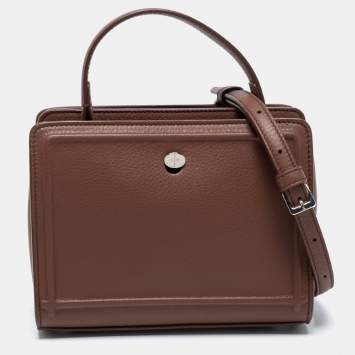 Pre Owned Loro Piana Brown Leather Cluisee Top Handle Bag