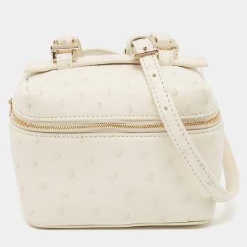 Pre Owned Loro Piana White Ostrich Extra Pocket L11.5 Pouch