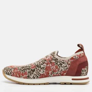 Pre Owned Loro Piana Multicolor Knit Fabric 360 LP Flexy Walk Slip On Sneakers Size 38