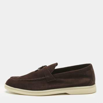 Pre Owned Loro Piana Brown Suede Summer Charms Walk Loafers Size 39