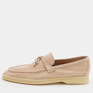 Pre Owned Loro Piana Beige Suede Summer Charms Walk Loafers Size 38