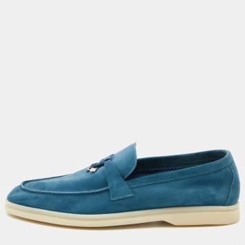 Pre Owned Loro Piana Blue Suede Summer Charms Walk Loafers Size 40