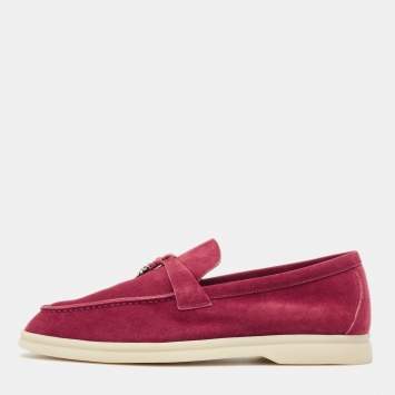 Pre Owned Loro Piana Burgundy Suede Summer Charms Walk Loafers Size 37