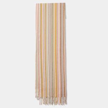 Pre Owned Loro Piana Pink Multicolor Striped Cashmere Scarf