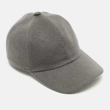 Pre Owned Loro Piana Grey Cashmere Storm System Baseball Cap S