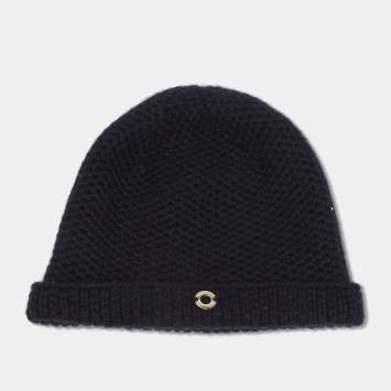 Pre Owned Loro Piana Dark Blue Chunky Knit Cashmere Beanie