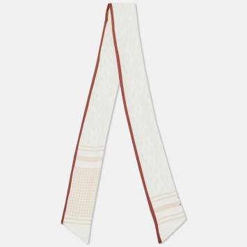 Pre Owned Loro Piana White Printed Silk Bandeau 