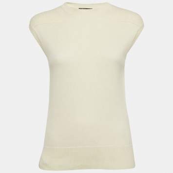 Pre Owned Loro Piana Cream Cashmere Knit Vest S