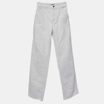 Pre Owned Loro Piana Ivory White Cotton Releigh Trousers XS