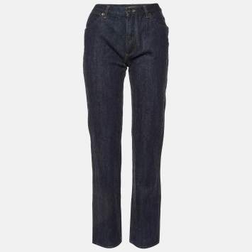 Pre Owned Loro Piana Dark Blue Wool and Cotton Denim Jeans M Waist 27"