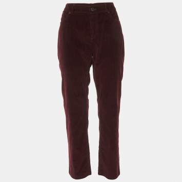 Pre Owned Loro Piana Burgundy Corduroy Slim Fit Trousers L