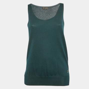 Pre Owned Loro Piana Blue Silk Blend Knit Sleeveless Top M
