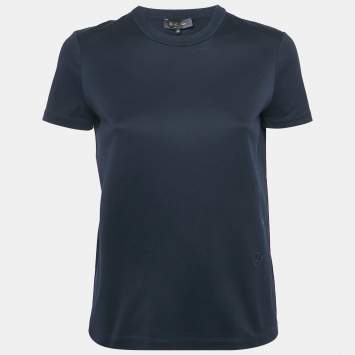 Pre Owned Loro Piana Navy Blue Cotton Crew Neck T-Shirt S