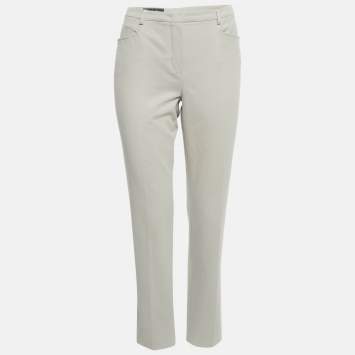 Pre Owned Loro Piana Grey Cotton Slim Fit Trousers M