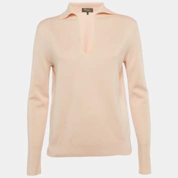 Pre Owned Loro Piana Pink/Peach Cashmere Long Sleeve Pullover S