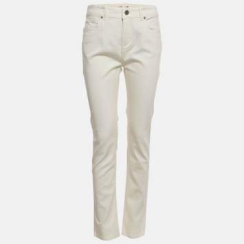 Pre Owned Loro Piana Off White Denim Skinny Fit Jeans M Waist 32"