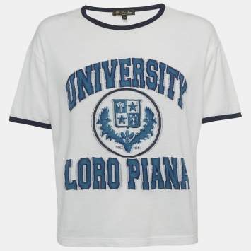 Pre Owned Loro Piana White Varsity Jersey T-Shirt XS